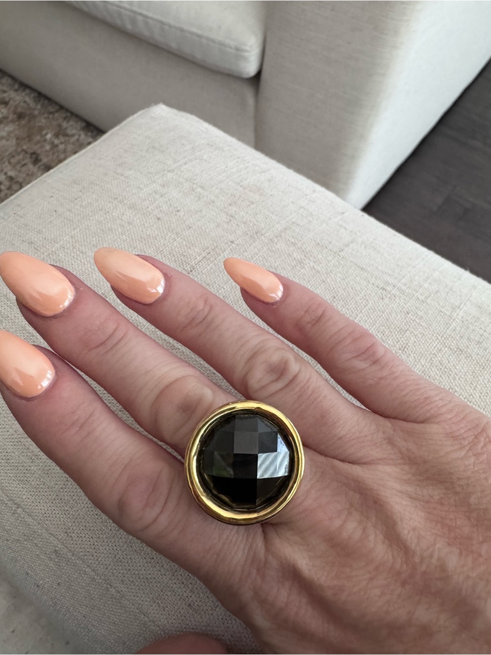 Cocktail Stone Ring 18k Gold Plated Statement Ring with Faceted Stone